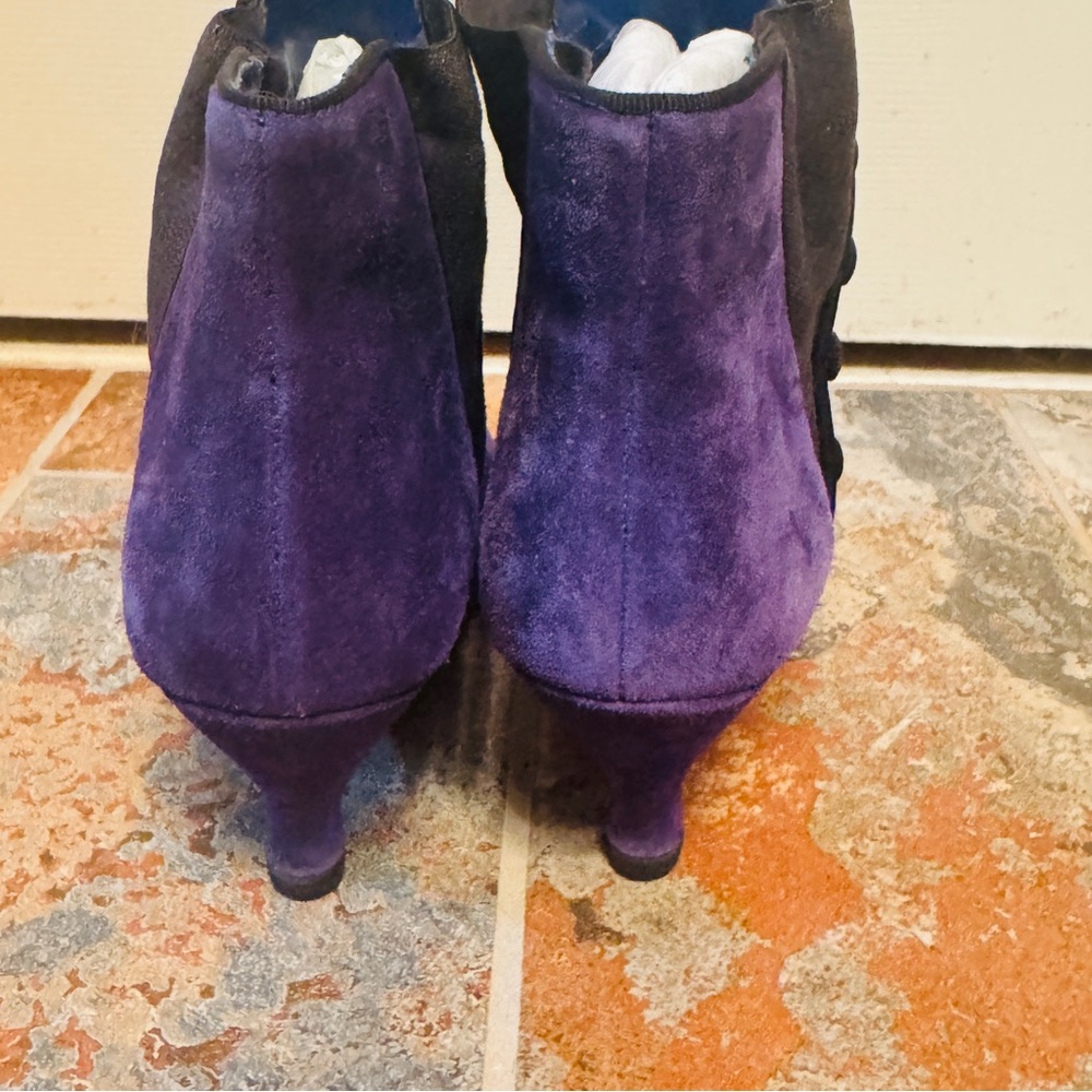 Purple Suede Kitten Heels Pointed Toe Ankle Boots! - Picture 10 of 15